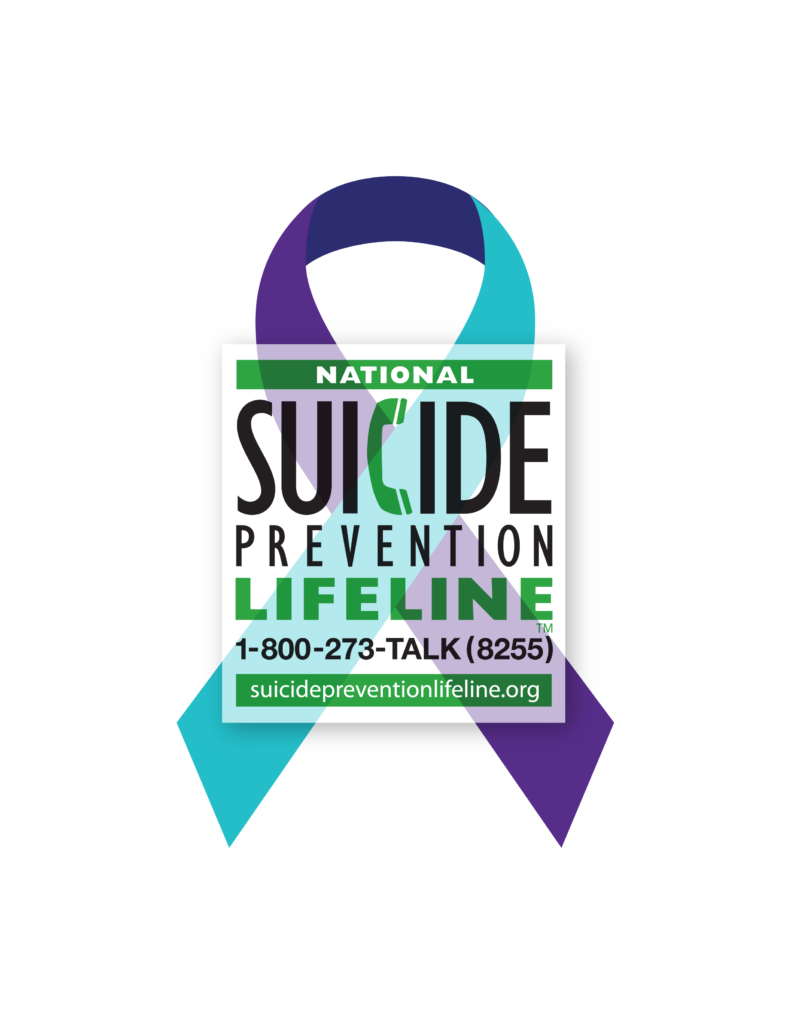 Suicide Awareness Month blue and purple ribbon
