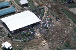 An aerial view of the dead bodies in Jonestown, Guyana